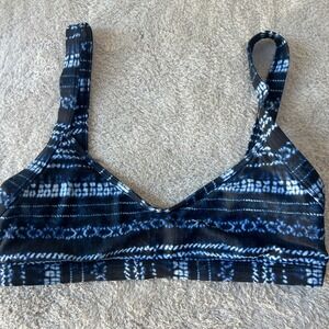 L*Space Blue Shibori Tie Dye Bikini Top Women Medium Fixed Straps Gold‎ Clasp